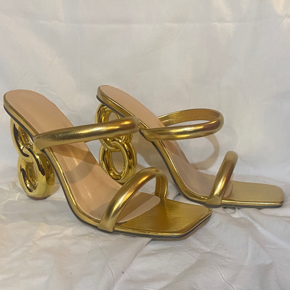 Gold Strappy Women's Heels 11.5 Great Condition